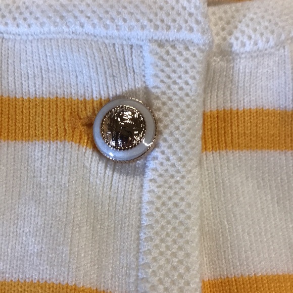 Latahuo women’s crewneck button front cardigan sweater XXL striped yellow white - Picture 8 of 10